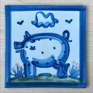 Vintage M.A. Hadley Individual Pig Tile Trivet 6 x 6 inches